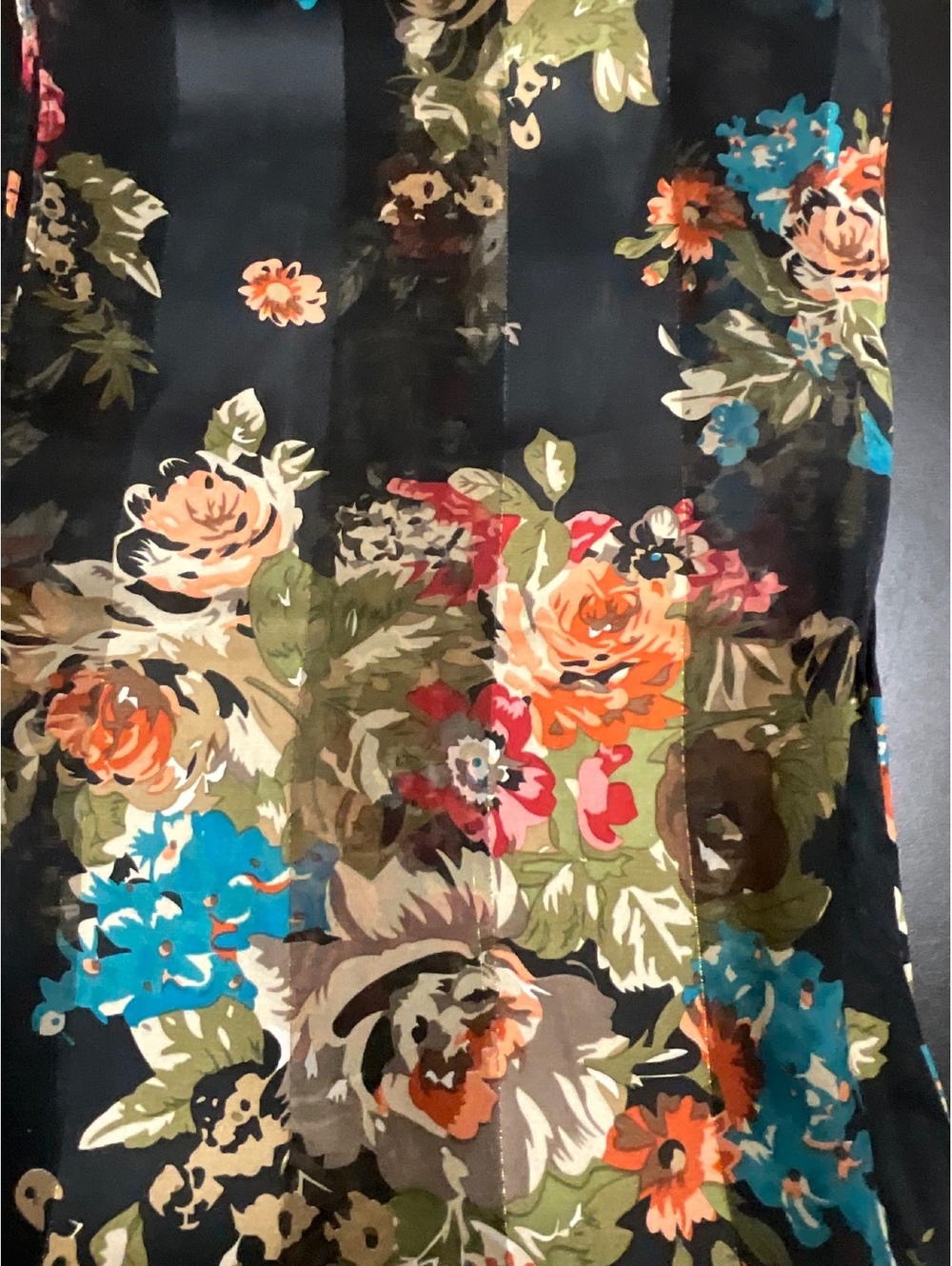 Cejan Black Multi Color Floral Metallic Stripe Scarf - Picture 5 of 5
